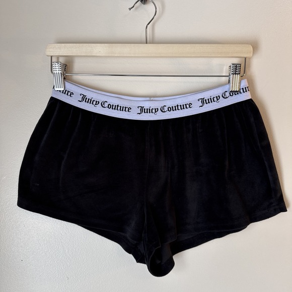 Juicy Couture Other - Juicy Couture Sleepwear Booty Shorts Size S Velour Black Rhinestones Y2K Lounge